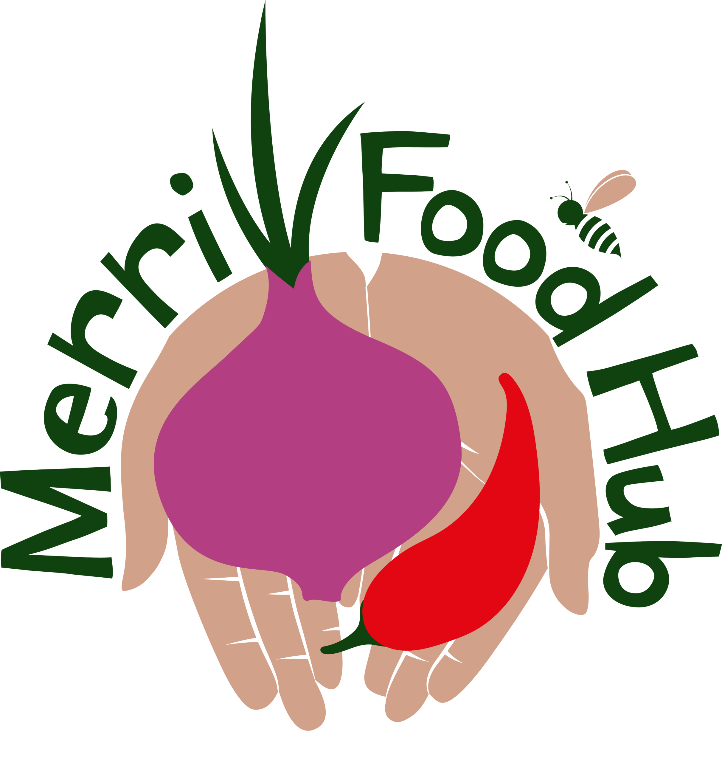 logo of Merrifood Hub with hands holding vegetables